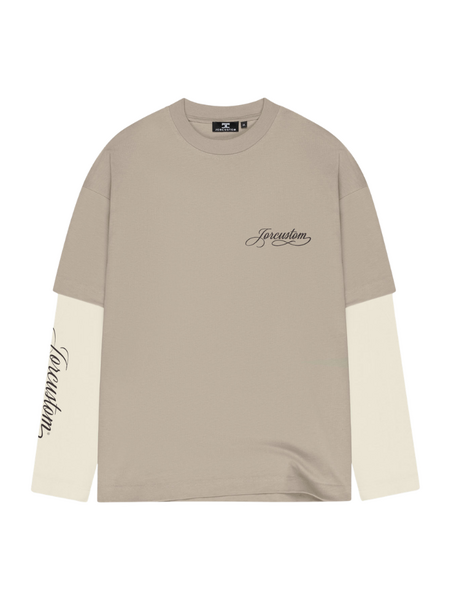 JorCustom Women Handscript Double Layered Longsleeve - Taupe-Creme