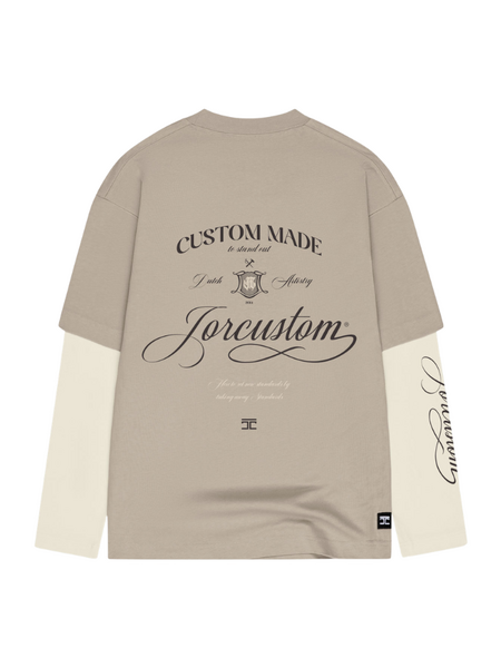 JorCustom JorCustom Women Handscript Double Layered Longsleeve - Taupe-Creme