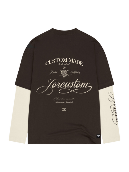 JorCustom JorCustom Women Handscript Double Layered Longsleeve - Brown-Creme