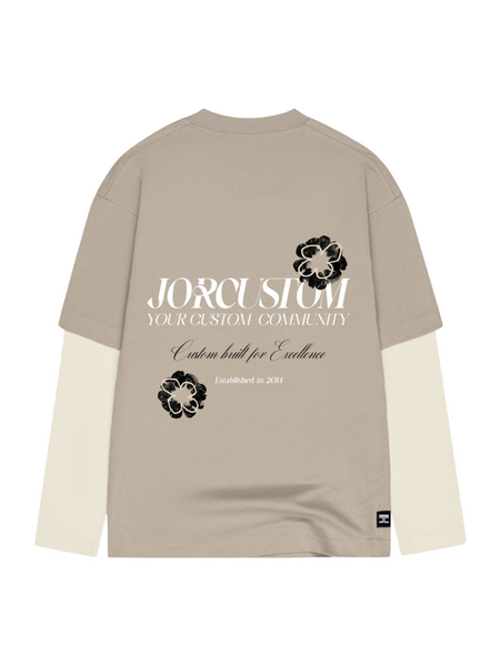 JorCustom JorCustom Women Flowers Double Layered Longsleeve T- - Taupe-Creme