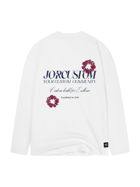 JorCustom Women Flowers Longsleeve T-Shirt - White