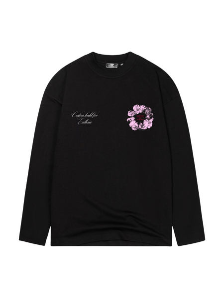 JorCustom JorCustom Women Flowers Longsleeve T-Shirt - Black