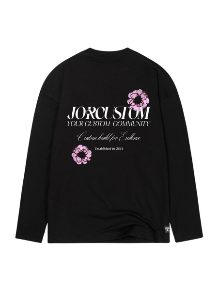 JorCustom Women Flowers Longsleeve T-Shirt - Black