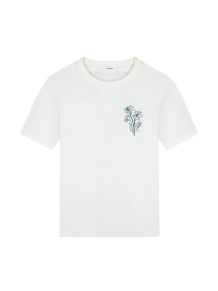 Pure Path Embroidered Flower T-shirt - off white
