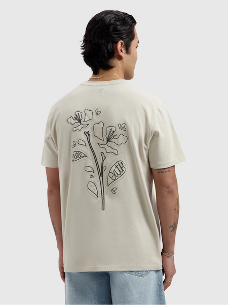 Pure Path Embroidered Flower T-shirt - Sand