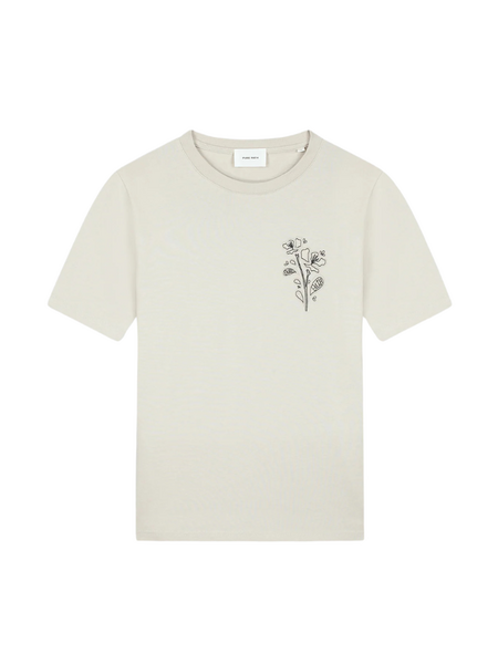 Pure Path Embroidered Flower T-shirt - Sand