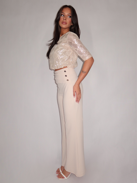 Rinascimento Rinascimento Pantalone Vita Alata Con - Beige Chiaro