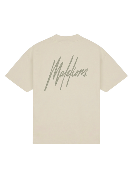 Malelions Malelions Oversized Striped Signature T-Shirt - Light Taupe