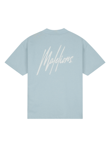 Malelions Malelions Oversized Striped Signature T-Shirt  - Ice Blue