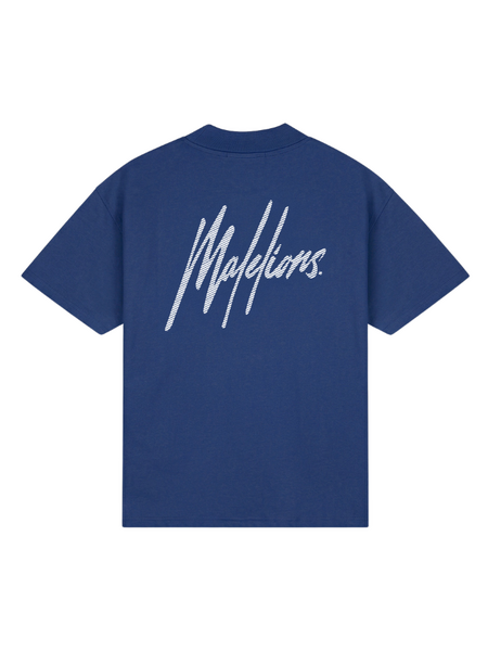 Malelions Malelions Oversized Striped Signature T-Shirt - Cobalt