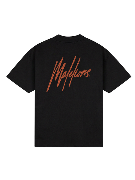 Malelions Oversized Striped Signature T-Shirt - Black Malelions Malelions Oversized Striped Signature T-Shirt - Black