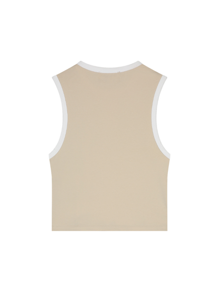 Malelions Malelions Women Emblem Sleeveless Crop Top - Sand/White