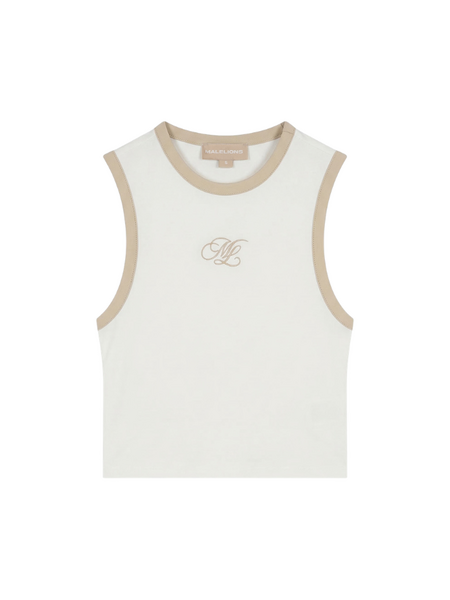 Malelions Malelions Women Emblem Sleeveless Crop Top - Cream/Sand
