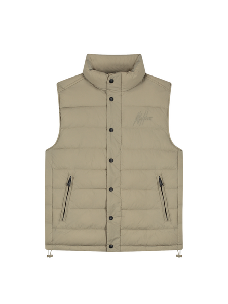 Malelions Malelions Placket Padded Vest - Sage Brown