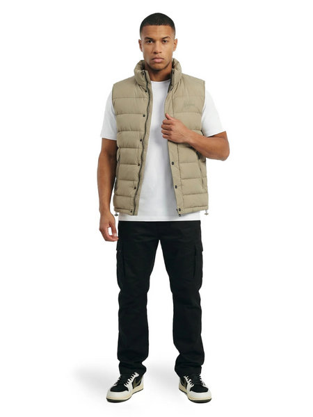 Malelions Malelions Placket Padded Vest - Sage Brown