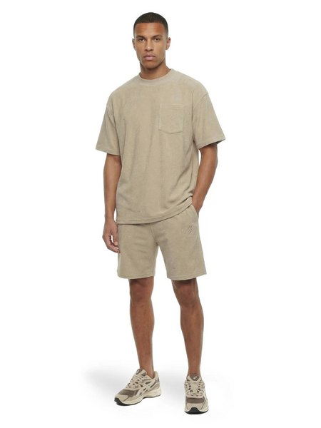 Malelions Emblem Towelling T-Shirt - Light Taupe