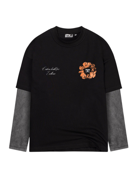 JorCustom JorCustom KD-Flowers Double Layered Longsleeve - Black-Acid