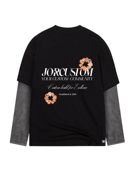JorCustom JorCustom KD-Flowers Double Layered Longsleeve - Black-Acid