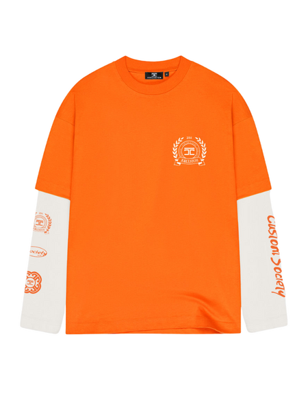 JorCustom PRE-ORDER JorCustom DutchNation Double Layered Longsleev - Oranje/Wit