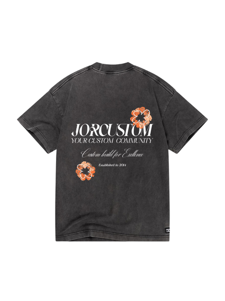 PRE-ORDER JorCustom KD-Flowers Loose Fit T-Shirt - Acid Grey