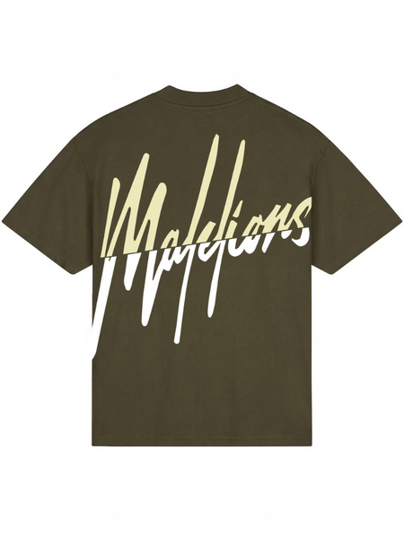 Malelions Oversized Split T-Shirt - Vintage Green