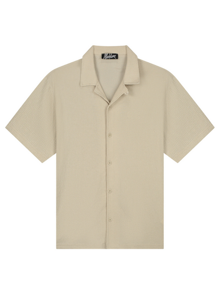 Malelions Emblem Seersucker Shirt - Light Taupe