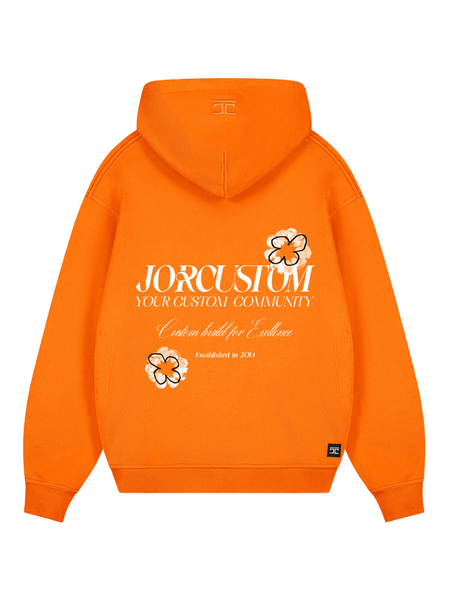 JorCustom PRE-ORDER JorCustom KD-Flowers Zipped Hoodie - oranje