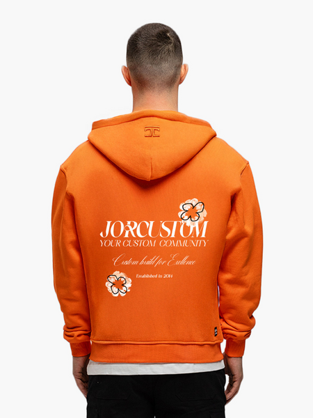 JorCustom KD-Flowers Zipped Hoodie - Oranje