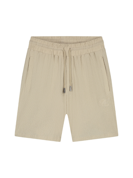 Malelions Emblem Seersucker Short - Light Taupe