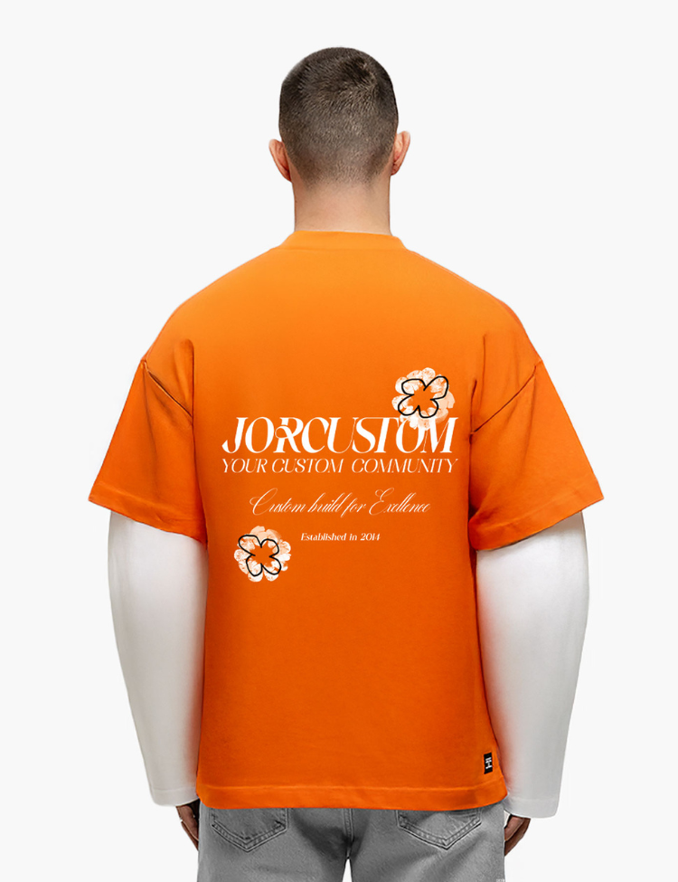 focuson.leee 　thrift bundle JorCustom KD-Flowers Double Layered Longsleeve - Orange/White