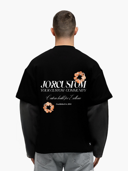 PRE-ORDER JorCustom KD-Flowers Double Layered Longsleeve - Black-Acid