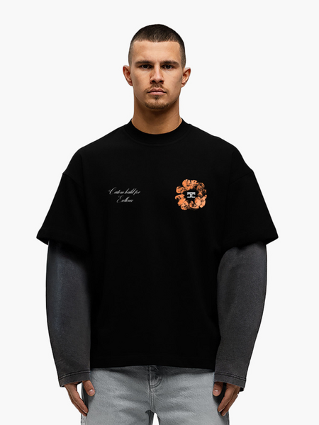 JorCustom PRE-ORDER JorCustom KD-Flowers Double Layered Longsleeve - Black-Acid