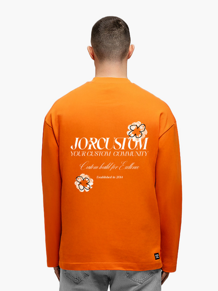 JorCustom KD-Flowers Longsleeve T-Shirt - Oranje