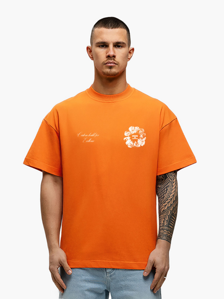 JorCustom PRE-ORDER JorCustom KD-Flowers Loose Fit T-Shirt - oranje
