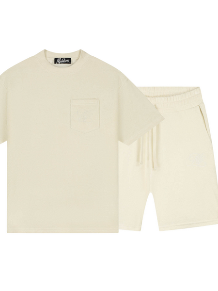 Malelions Emblem Towelling Combi-Set - Off White