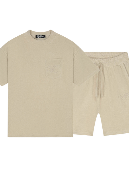 Malelions Emblem Towelling Combi-Set - Light Taupe