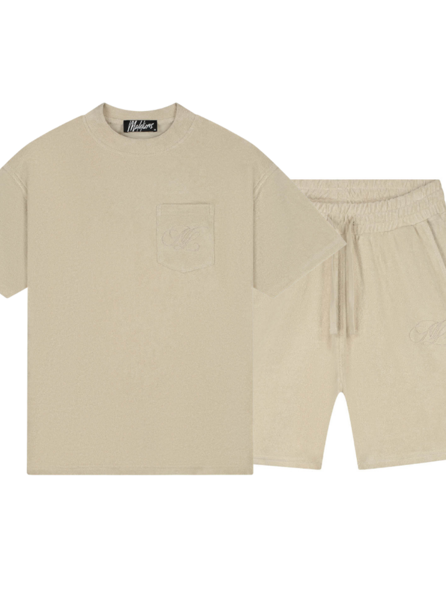 Malelions Malelions Emblem Towelling Combi-Set - Light Taupe