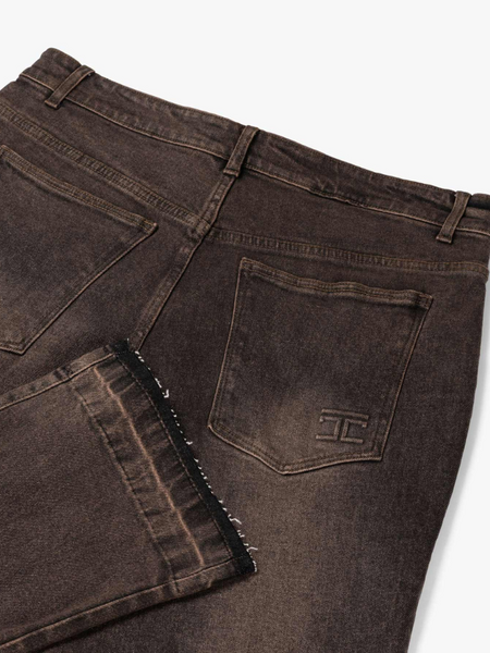 JorCustom JorCustom Open Hem Denim Straight Fit Jeans - Brown