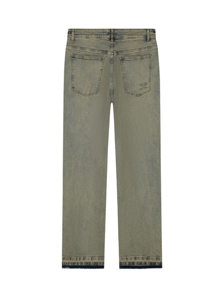 JorCustom JorCustom Open Hem Denim Straight Fit Jeans - Green