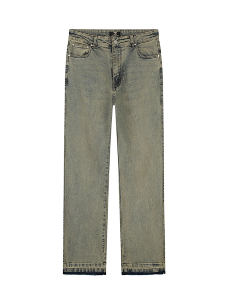 JorCustom JorCustom Open Hem Denim Straight Fit Jeans - Green