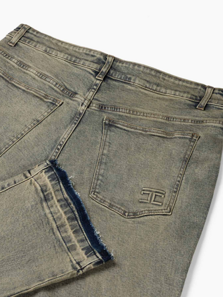 JorCustom JorCustom Open Hem Denim Straight Fit Jeans - Green
