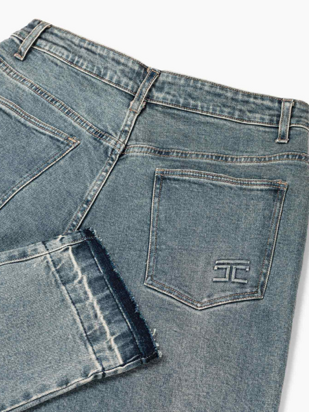 JorCustom JorCustom Open Hem Denim Straight Fit Jeans - Blue