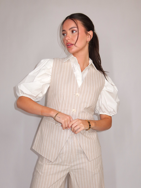 Josh V Josh V Inez Gilet - Stone Stripe