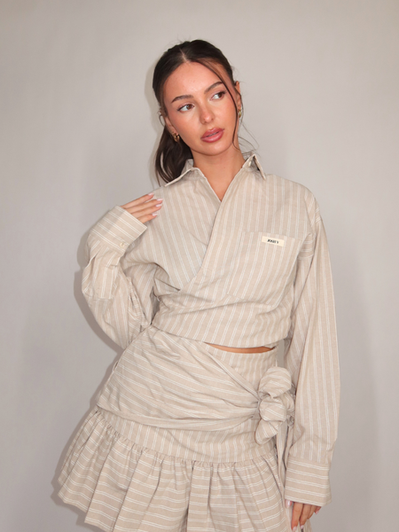 Josh V Banks Blouse - Stone Stripe Josh V Josh V Banks Blouse - Stone Stripe