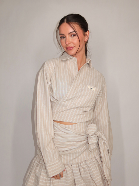 Josh V Banks Blouse - Stone Stripe Josh V Josh V Banks Blouse - Stone Stripe