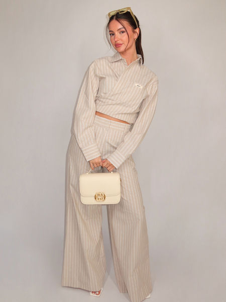 Josh V Banks Blouse - Stone Stripe Josh V Josh V Banks Blouse - Stone Stripe