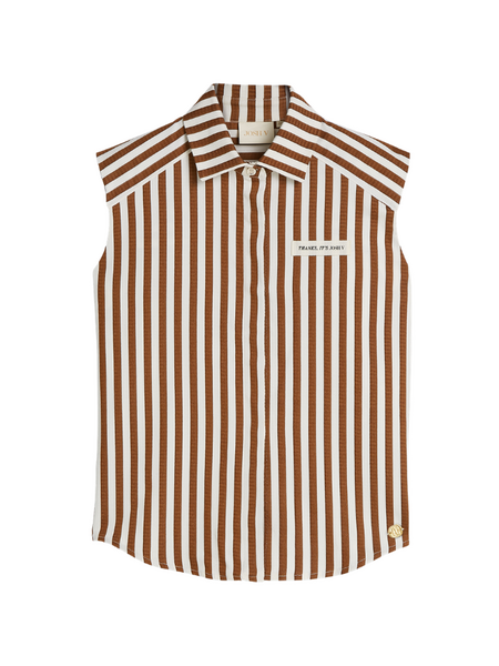 Josh V Josh V Suusa Blouse - Mocha Brown Stripe