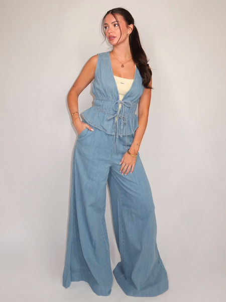 Josh V Sera Pantalon - Mid Blue Denim