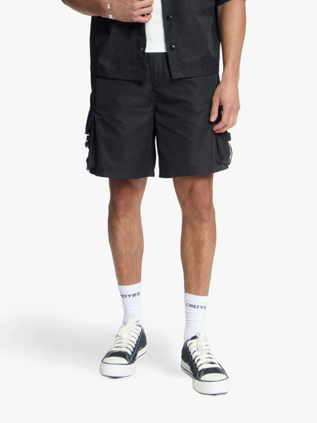 Croyez Croyez Etiquette Nylon Shorts - Black