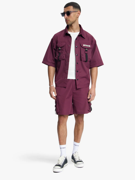 Croyez Croyez Etiquette Nylon Shorts - Burgundy